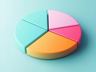 Obraz premium 3D pie chart visualizing the allocation of equities and bonds in a mixed fund, balanced investment, financial strategy