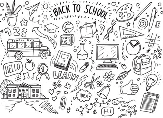 Back to school vector hand drawn doodles