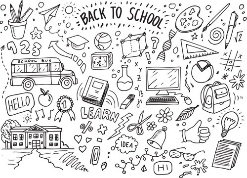 Back to school vector hand drawn doodles