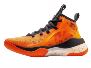 High Top Orange Athletic Basketball Shoes Modern Sport Sneakers Design