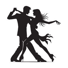 Couple dance silhouette for artistic and versatile designs - Couple dance illustration - minimallest couple dance vector - Valentine silhouette

