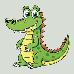 cartoon, animal, dragon, dinosaur, crocodile, illustration, vector, reptile, alligator, green, lizard, drawing, dino, monster, art, character, fun, funny, cute, wild, iguana, happy, rex, baby, smile