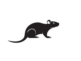 Black mouse silhouette isolated on white background. Mouse silhouette. Vector illustration.