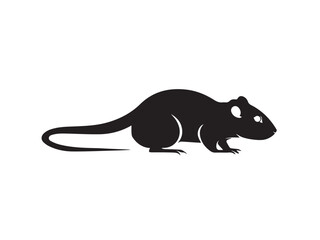 Black mouse silhouette isolated on white background. Mouse silhouette. Vector illustration.