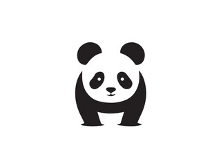 Cute panda silhouette. Panda logo. Cute panda isolated on white background. Vector illustration.