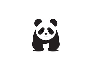 Cute panda silhouette. Panda logo. Cute panda isolated on white background. Vector illustration.