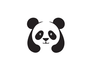 Cute panda silhouette. Panda logo. Cute panda isolated on white background. Panda logo. Vector illustration.