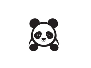 Cute panda silhouette. Panda logo. Cute panda isolated on white background. Panda logo. Vector illustration.