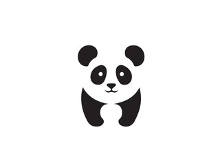 Cute panda silhouette. Panda logo. Cute panda isolated on white background. Panda logo. Vector illustration.
