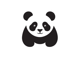 Obraz premium Cute panda silhouette. Panda logo. Cute panda isolated on white background. Panda logo. Vector illustration.