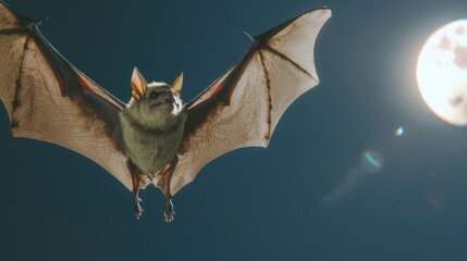 Obraz premium Bats flying under the full moon night sky wildlife outdoor low angle moonlit creatures