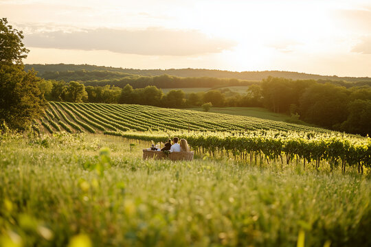 Sunlit Picnics and Scenic Sunflower Fields with Golden Hour Charm - Powered by Adobe