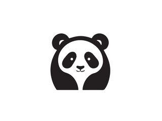 Cute panda silhouette. Panda logo. Cute panda isolated on white background. Panda logo. Vector illustration.