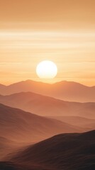 Majestic crimson sunset over distant mountains nature landscape tranquil environment serene viewpoint