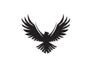 Black Eagle Silhouette. Eagle icon. Black Flying Eagle logo. Black Eagle silhouette isolated on white background. Vector illustration. 