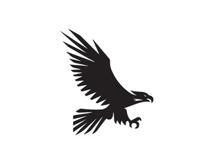 Black Eagle Silhouette. Eagle icon. Black Flying Eagle logo. Black Eagle silhouette isolated on white background. Vector illustration. 