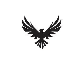 Black Eagle Silhouette. Eagle icon. Black Flying Eagle logo. Black Eagle silhouette isolated on white background. Vector illustration. 