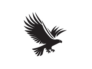 Black Eagle Silhouette. Eagle icon. Black Flying Eagle logo. Black Eagle silhouette isolated on white background. Vector illustration. 
