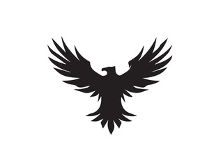 Black Eagle Silhouette. Eagle icon. Black Flying Eagle logo. Black Eagle silhouette isolated on white background. Vector illustration. 