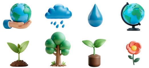 Global elements representing nature, conservation, and environmental awareness in a vibrant digital illustration