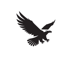 Black Eagle Silhouette. Eagle icon. Black Flying Eagle logo. Black Eagle silhouette isolated on white background. Vector illustration. 