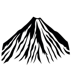 Mountain silhouette - vector icon. Rocky peaks. Mountains ranges. Black and white mountain icon.