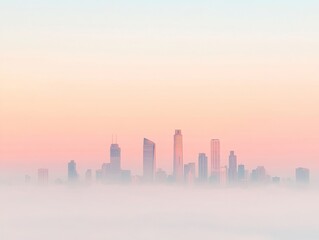 Fototapeta premium Hazy Sunrise Over a Smog-Covered Urban Skyline 22