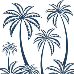 Seamless palm tree vector pattern on a white background, perfect for tropical-themed designs and projects