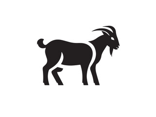 Black Goat Silhouette. Goat icon. Black Goat logo. Black Goat silhouette isolated on white background. Vector illustration. 
