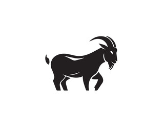Black Goat Silhouette. Goat icon. Black Goat logo. Black Goat silhouette isolated on white background. Vector illustration. 