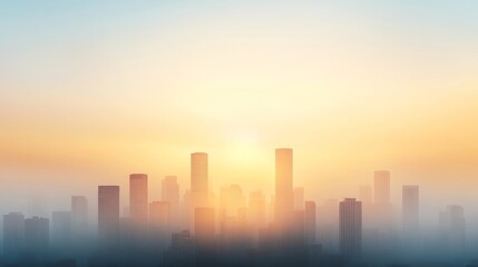 Fototapeta premium Hazy Sunrise Over a Smog-Covered Urban Skyline 11