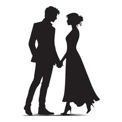 Bold holding hand couple silhouette for versatile designs - Holding hand couple vector, Holding hand couple illustration - Valentine silhouette

