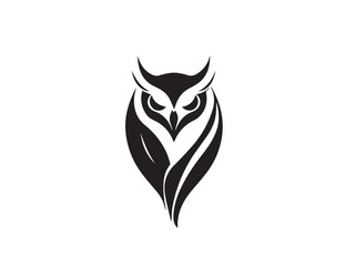 Owl silhouette. Owl icon silhouette vector art style illustration. Owl silhouette vector art isolated white background. Black Owl logo.