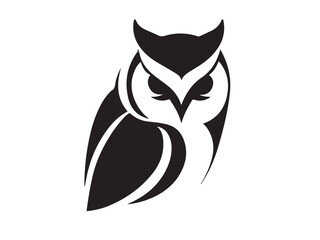 Owl silhouette. Owl icon silhouette vector art style illustration. Owl silhouette vector art isolated white background. Black Owl logo.