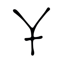 Hand drawn chinese yuan currency symbol. Brush stroke doodle. Single element for design