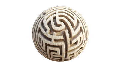 Stone sphere maze puzzle, abstract background, 3D render, game design