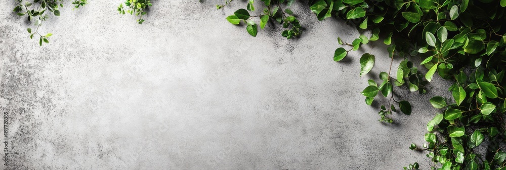 Poster green foliage frames a soft textured surface suitable for creating designs and adding text for visua