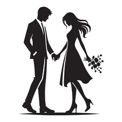 Creative couple holding hands silhouette for digital and print use - Couple holding hands vector, Couple holding hands illustration - Valentine silhouette

