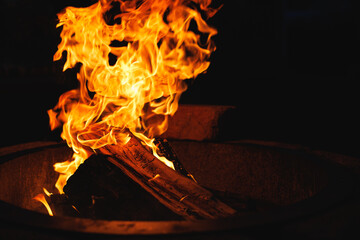 burning fire in a fireplace
