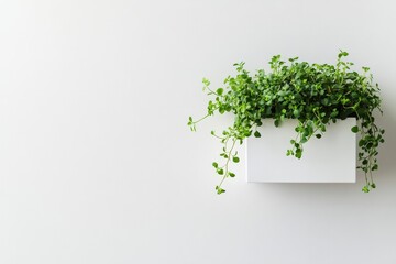 Fototapeta premium Lush Green Plant in a White Rectangular Planter