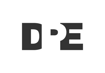 DPE logo design. Initial letter D P E bold font style for tech startups, consulting, corporate branding. Creative company name, headlines typography identity, trendy logotype.