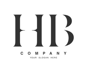 HB logo design. Initial letter h and b serif font style. Creative classic company name typography. Trendy logotype or identity.