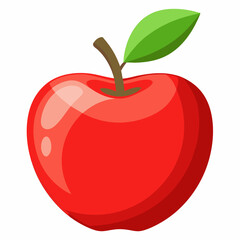 red apple with leaf