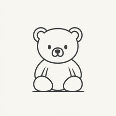 Cute outline of a bear sitting on a white surface for baby products or coloring books