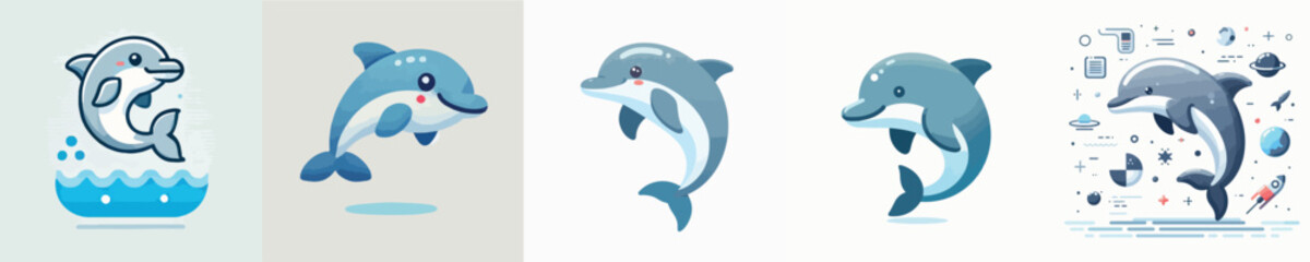 collection of cute and adorable dolphin vectors