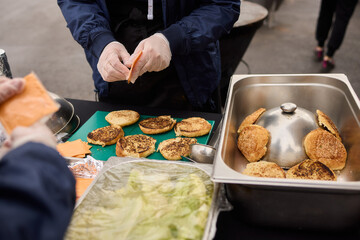 The Catering Setup Includes Fresh Ingredients That Are Ready and Prepared for Service