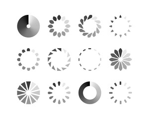 Collection Loading bar status icon. Vector illustration. Set of vector loaded icons. Download progress. Donload or Upload.