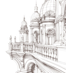 PNG Renaissance architecture drawing sketch art.