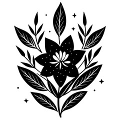 minimal botanical graphic sketch drawing, Silhouettes vector