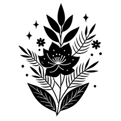 minimal botanical graphic sketch drawing, Silhouettes vector